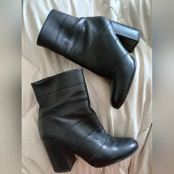 Black Leather Ankle Boots - Picture 1 of 15